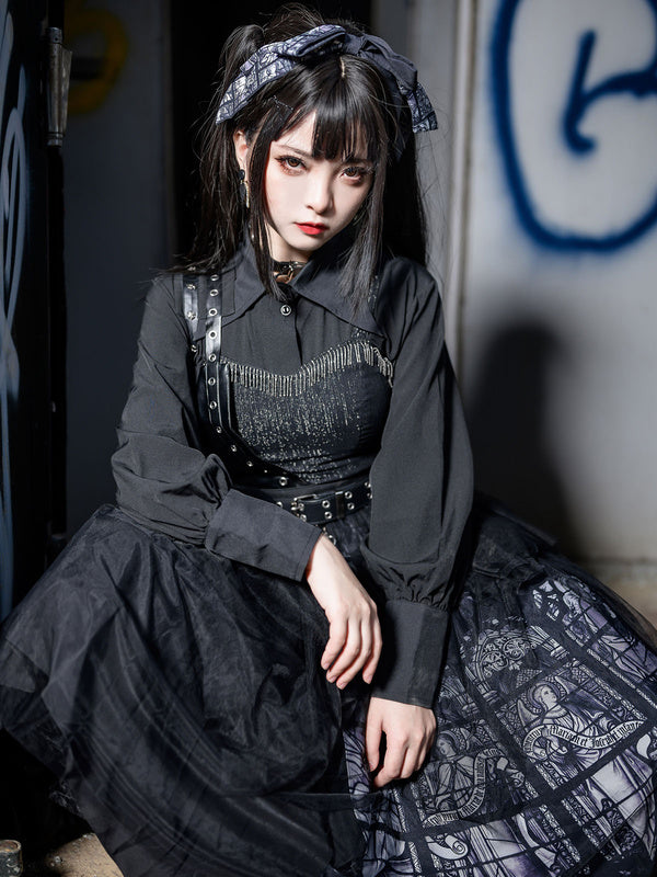 Gothic Lolita JSK Dress Black Polyester Daily Casual Lolita Jumper Ski –  Hilolita.com